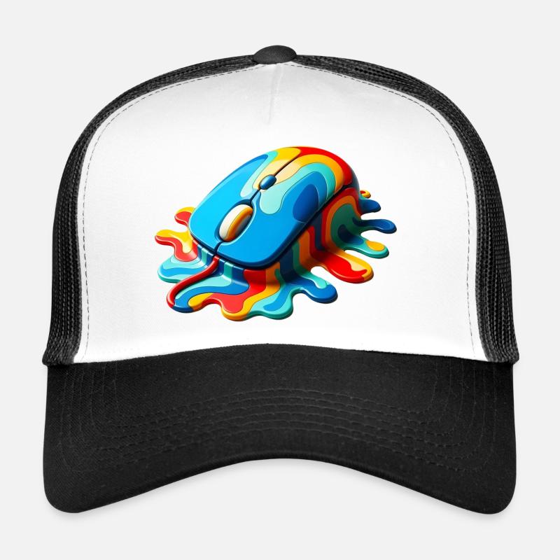 Melting Rainbow Computer Mouse - Trucker Cap - white/black