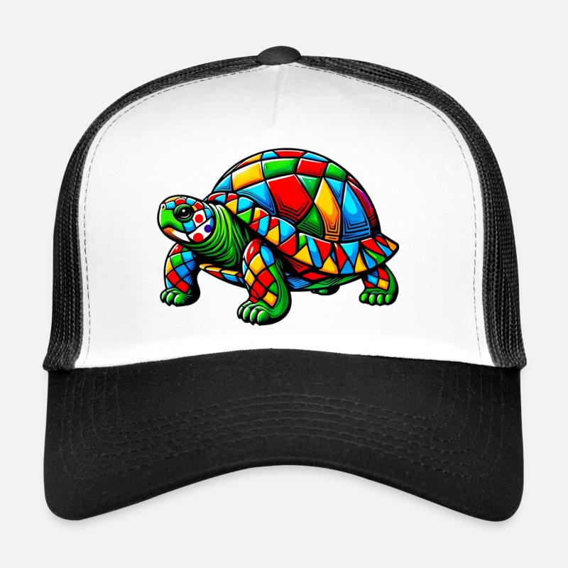 Arlequin Tortue - Casquette trucker  - blanc/noir