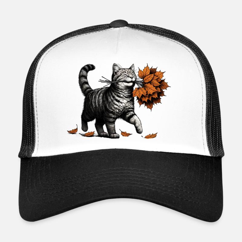 Le chaton apporte des feuilles d’automne Casquette trucker 