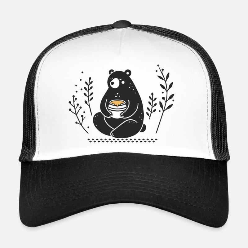 Ours brun avec pot de miel – Illustration affectueuse Casquette trucker 
