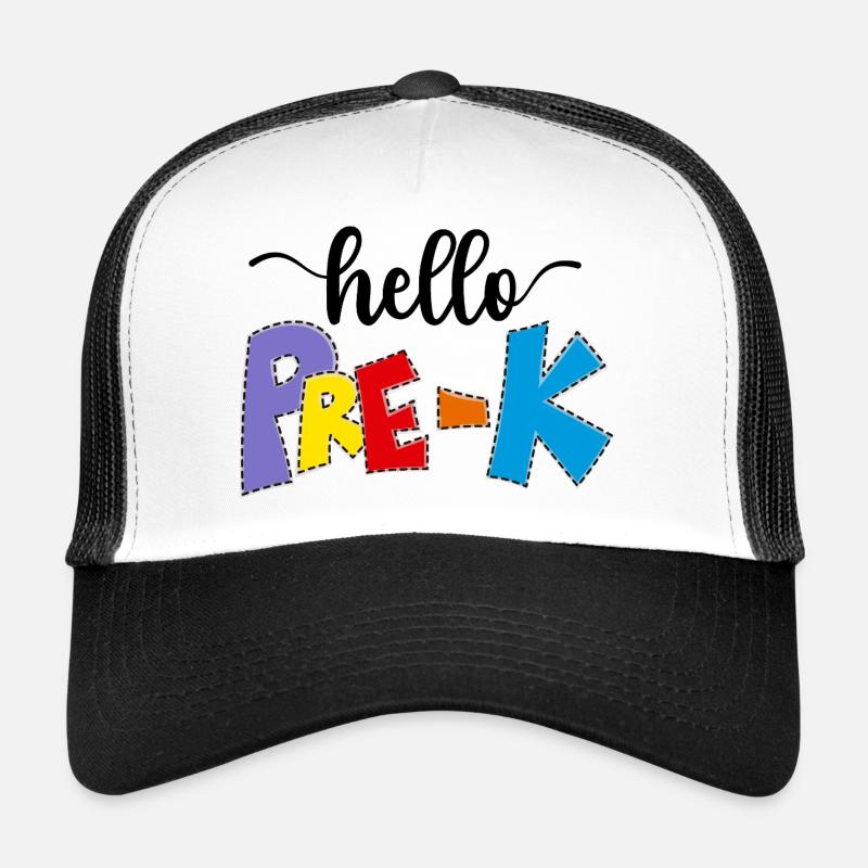 Hallo Pre-K, Zurück zur Schule - Trucker Cap - Weiß/Schwarz