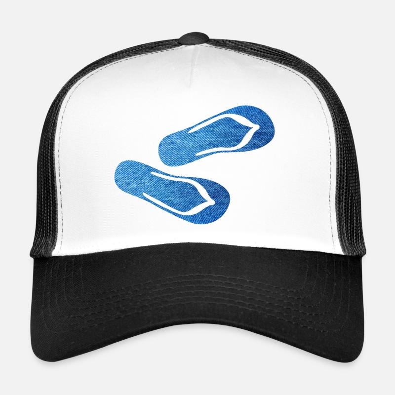 Badelatschen Jeans Latschen Schuhe Flip Flops Camp Trucker Cap