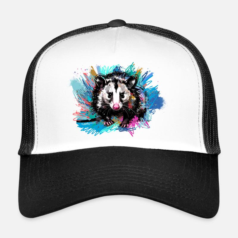 Opossum, ilustration,Beutelratte, bunt, Graffiti Trucker Cap