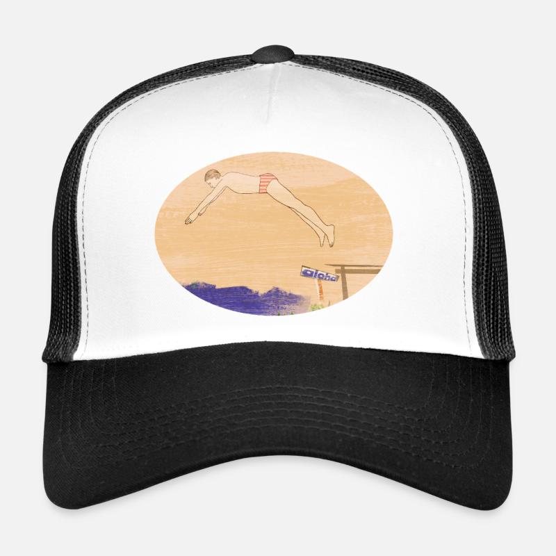 Schwimmen - Trucker Cap - Weiß/Schwarz