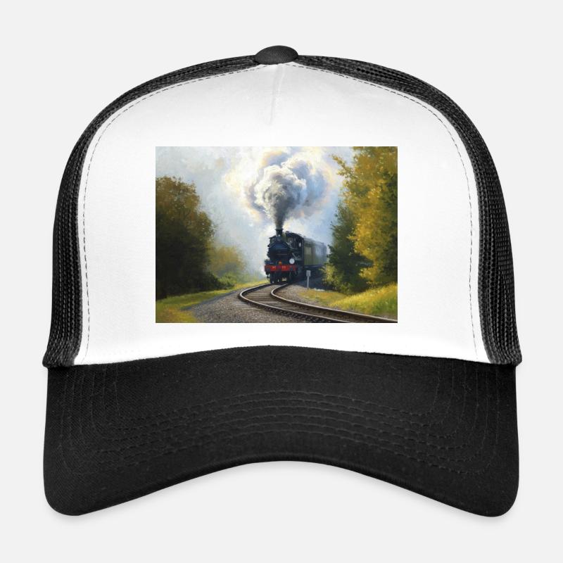 Herbstliche Dampfeisenbahn im Wald Trucker Cap