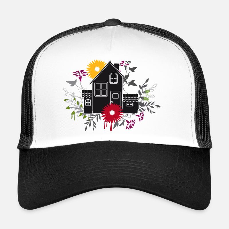 Maison moderne avec des fleurs - Design élégant Casquette trucker 