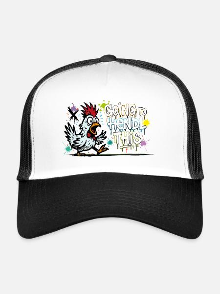 Je vais à Hendl Ce graffiti Denglisch Spruch - Casquette trucker  - blanc/noir - Devant