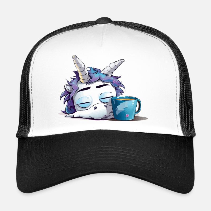 Schlafendes Einhorn und Kaffeebecher Trucker Cap