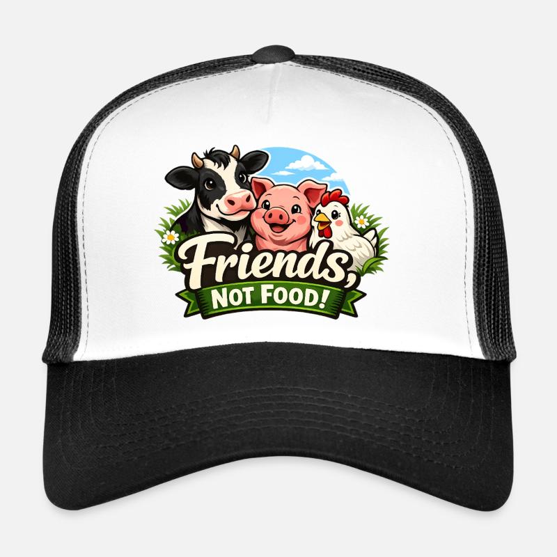 Amis pas nourriture – Déclaration acceptant les animaux de compagnie - Casquette trucker  - blanc/noir