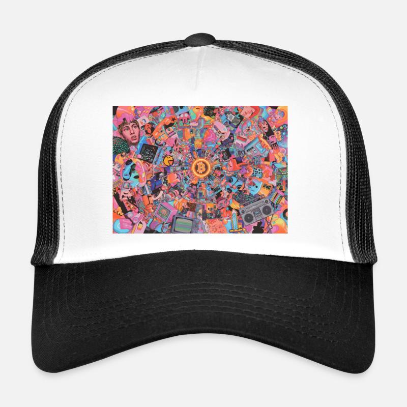 Bitcoin Bazooka – PopArt 3 - Trucker Cap - Weiß/Schwarz