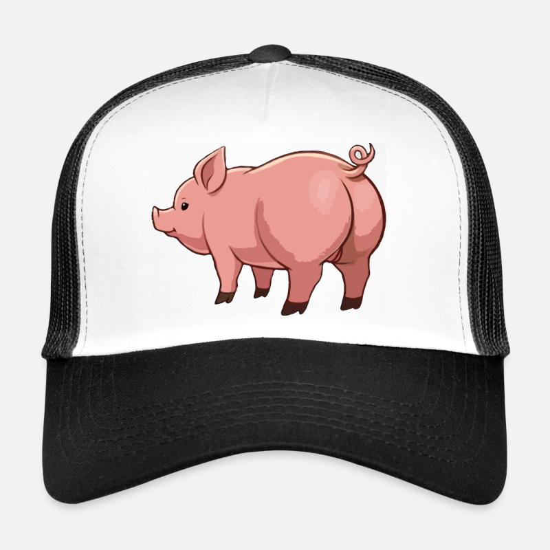 Cochon de dessin animé en tons roses Casquette trucker 