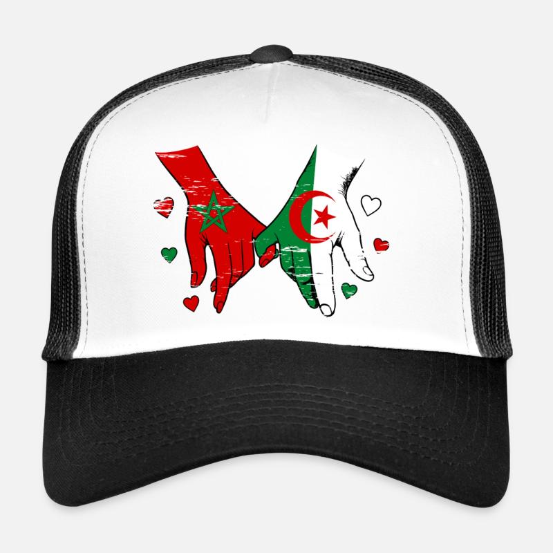 Morocco Algeria flags handholding used Trucker Cap