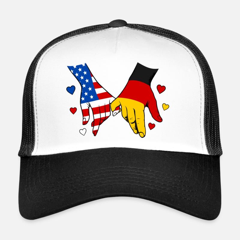 Drapeaux américains-allemands se tenant la main Casquette trucker 