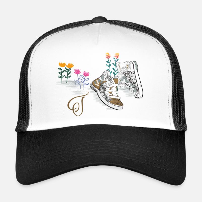 Hiking boots with flowers Trucker Cap