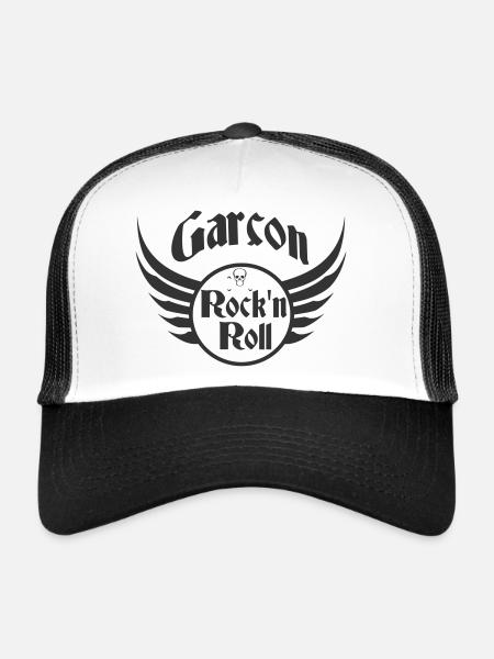 Garçon Rock and Roll Crâne Ailes - Casquette trucker  - blanc/noir - Devant