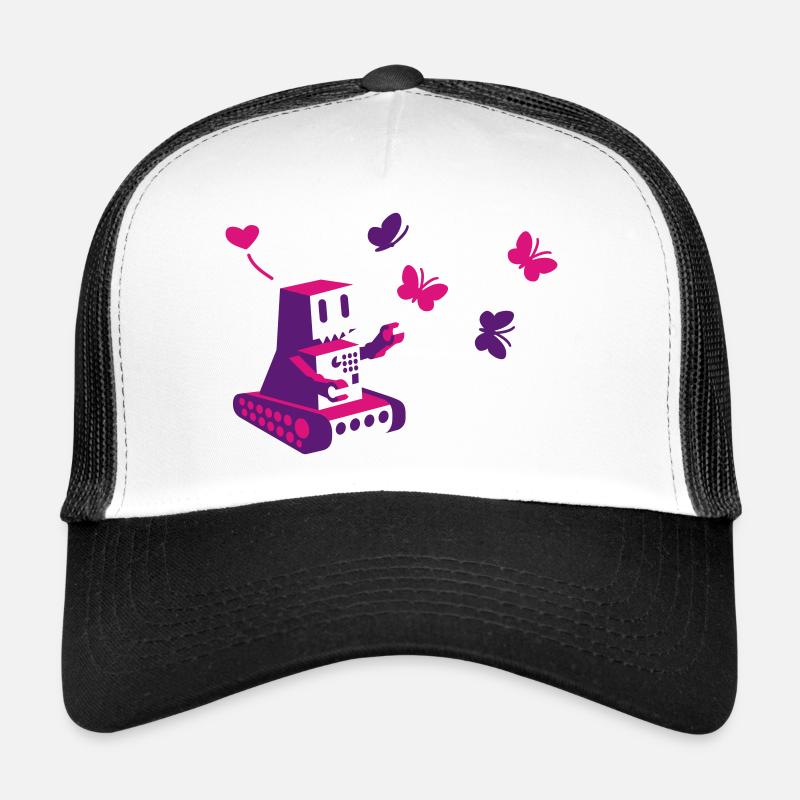 robot loves butterfly - Trucker Cap - white/black