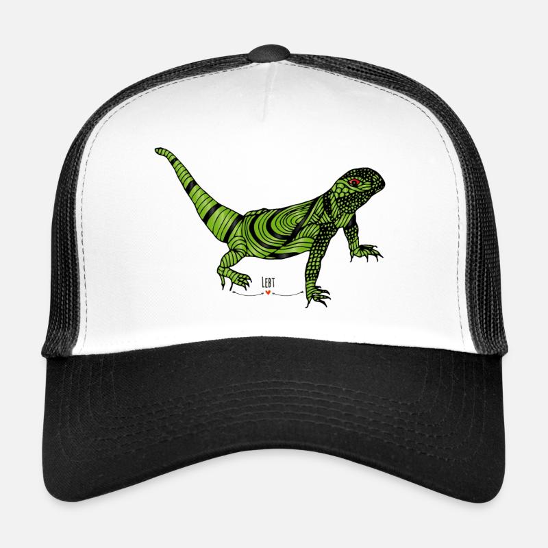 Eidechsen - die "Lichtbringer" - Trucker Cap - Weiß/Schwarz