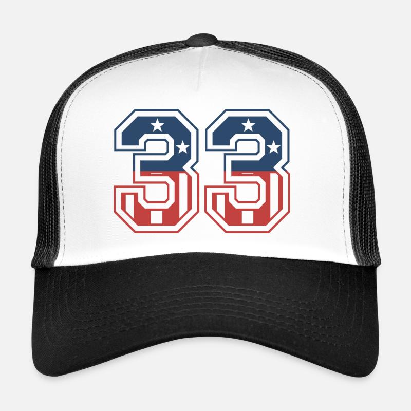 Nummer 33 USA - Trucker Cap - Weiß/Schwarz