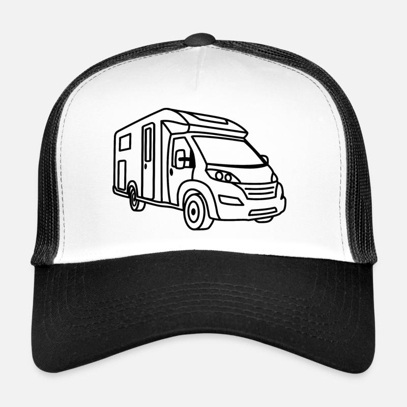 Wohnmobil Teilintegriert - Front - Kontur schwarz - Trucker Cap - Weiß/Schwarz