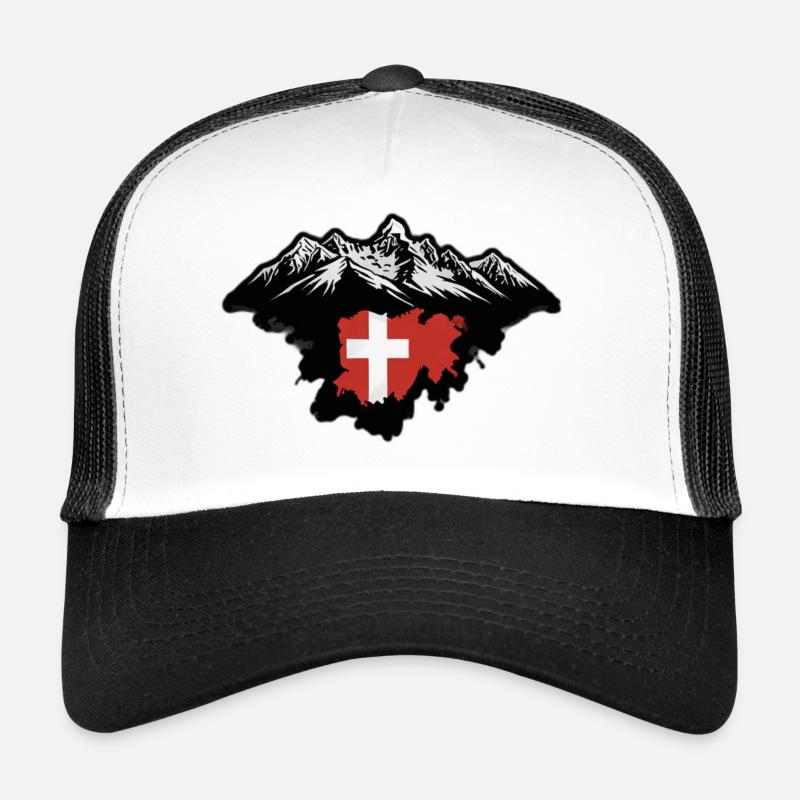 Schweizer Flagge - Trucker Cap - Weiß/Schwarz