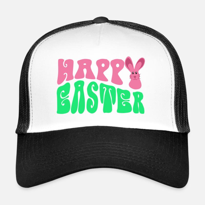 Frohe Ostern - Happy Easter - Trucker Cap - Weiß/Schwarz