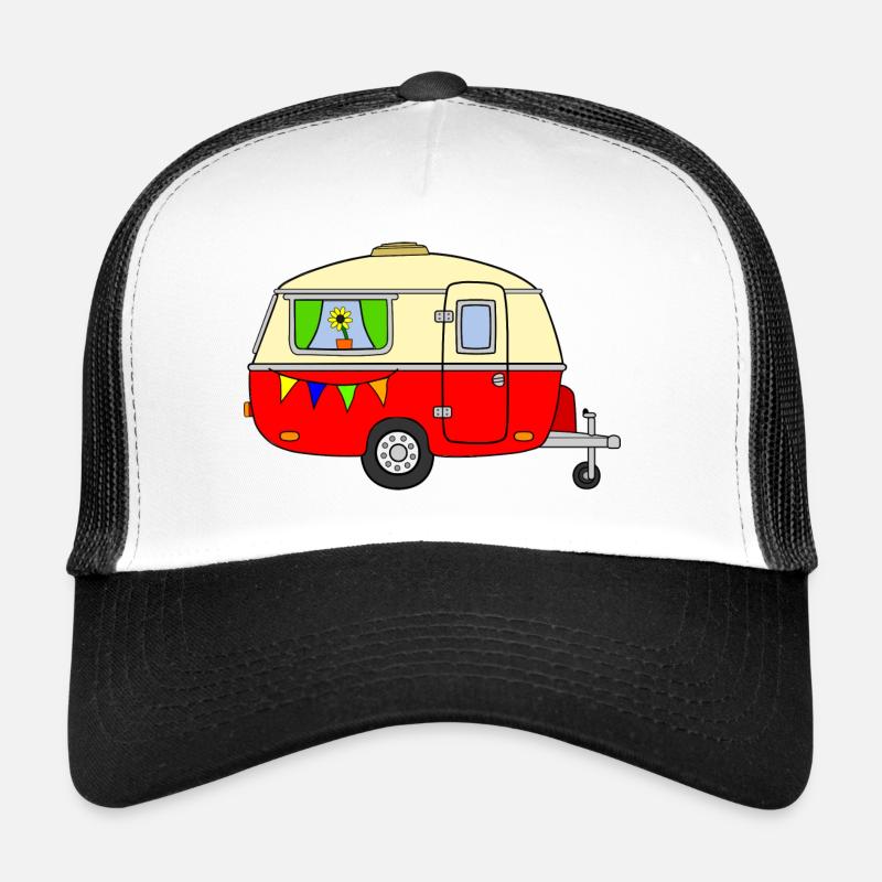 Wohnwagen Vintage Rot - Trucker Cap - Weiß/Schwarz