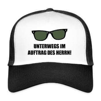 Unterwegs im Auftrage des Herrn - Blues Brüder - Trucker Cap - Weiß/Schwarz - Vorne
