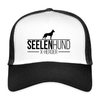 X-HERDER Seelenhund Hundespruch Hunde Wilsigns - Trucker Cap - Weiß/Schwarz - Vorne