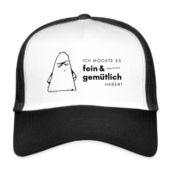 Wrongman fein &gemütlich - Trucker Cap - Weiß/Schwarz - Vorne