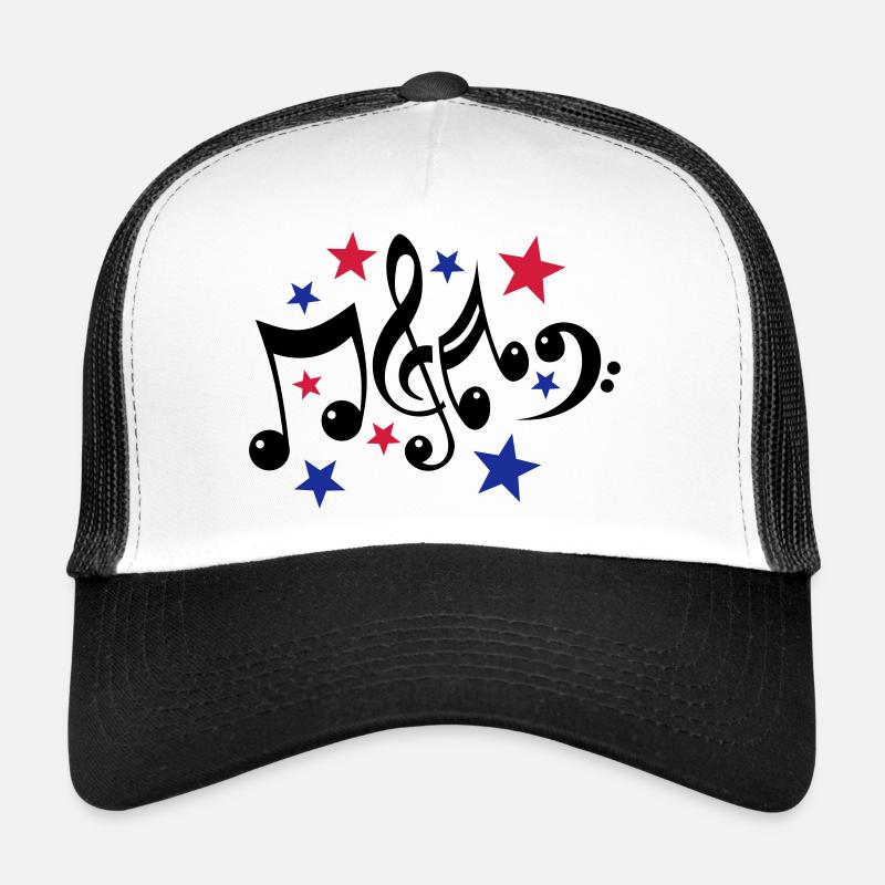 Noten und Sterne 3c - Trucker Cap - Weiß/Schwarz