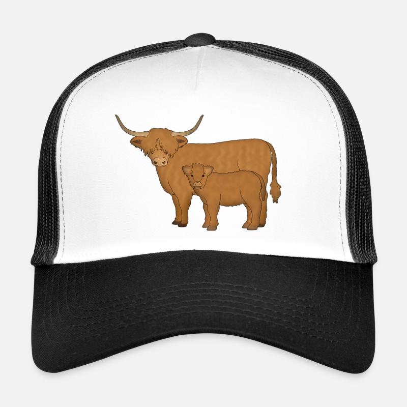 Highland Cattle schaut mi - Trucker Cap - Weiß/Schwarz