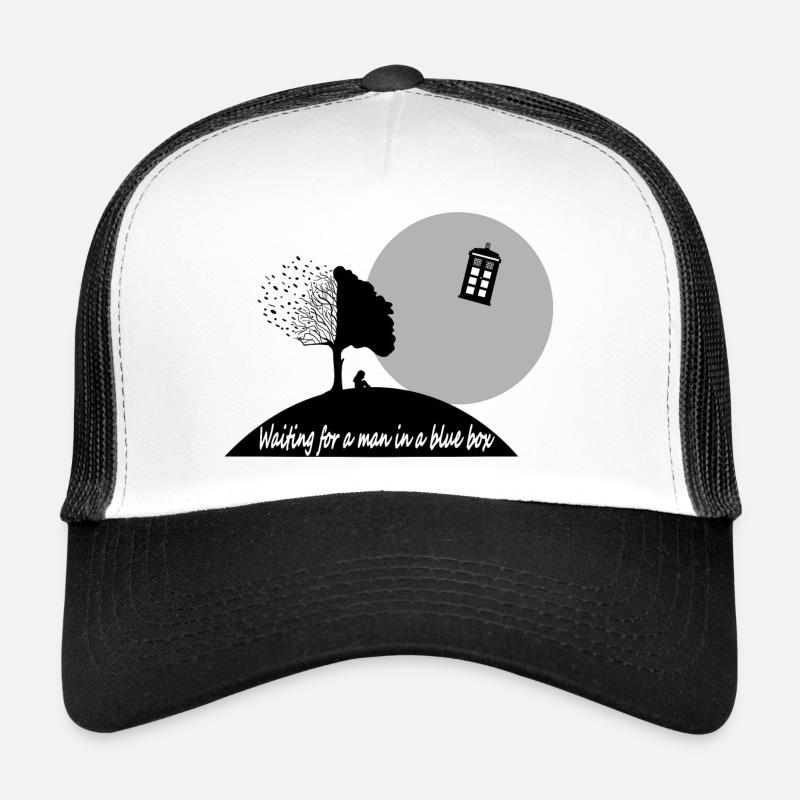 WAITING FOR A MAN IN A BLUE BOX - Trucker Cap - Weiß/Schwarz