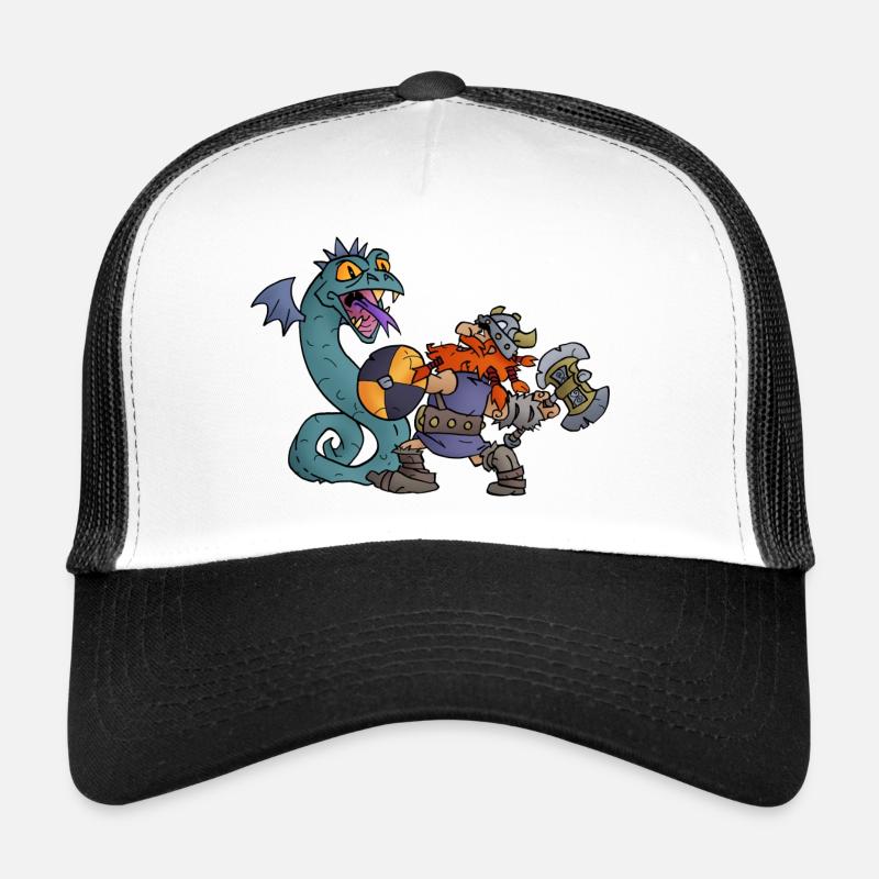 Wikinger kämpft gegen Seeschlange! - Trucker Cap - Weiß/Schwarz