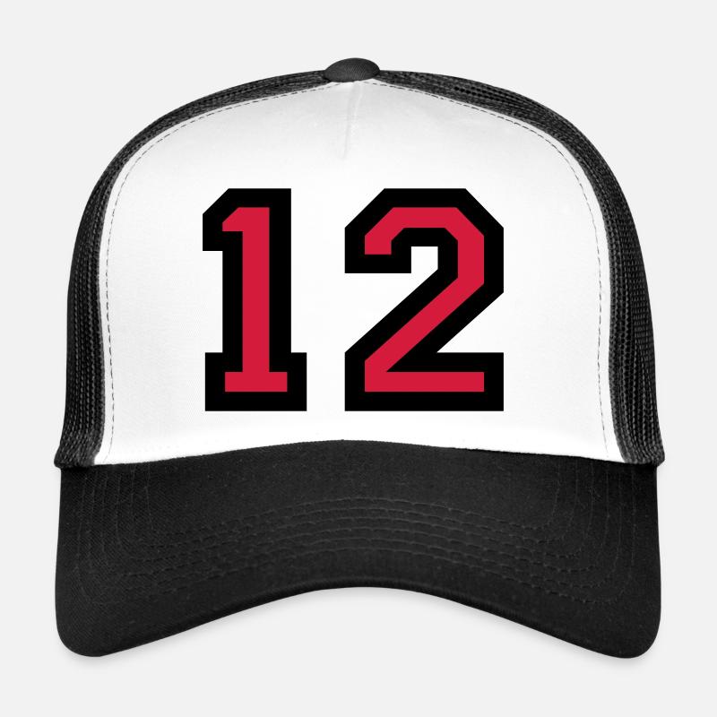 The number 12 - number twelve - Trucker Cap - white/black