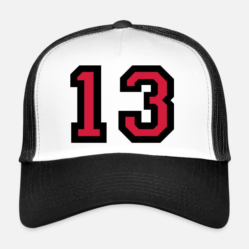 The number 13 - number thirteen - Trucker Cap - white/black