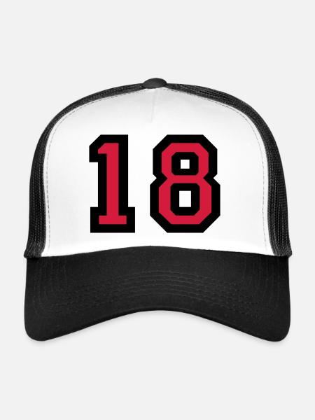 Le numéro 18 - numéro dix-huit - Casquette trucker  - blanc/noir - Devant