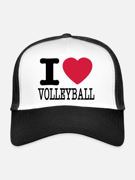 J'aime le volley-ball / j'aime la chemise de volleyball - Casquette trucker  - blanc/noir - Devant