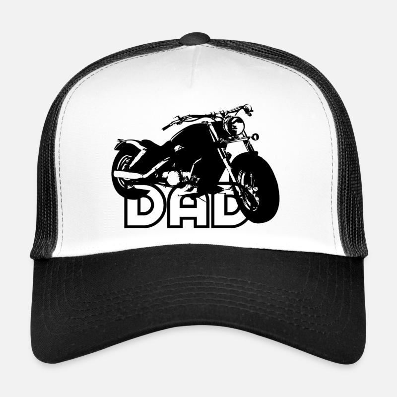 Biker DAD Black/White Motorcycle Trucker Cap