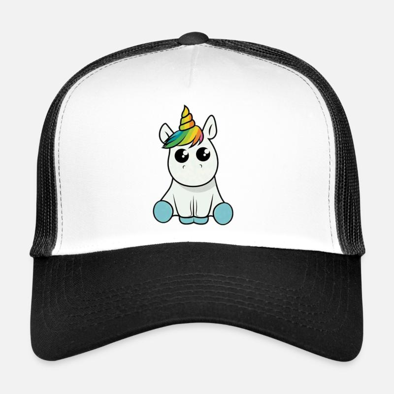 HQshirts Licorne Mignon Doux - Casquette trucker - blanc/noir