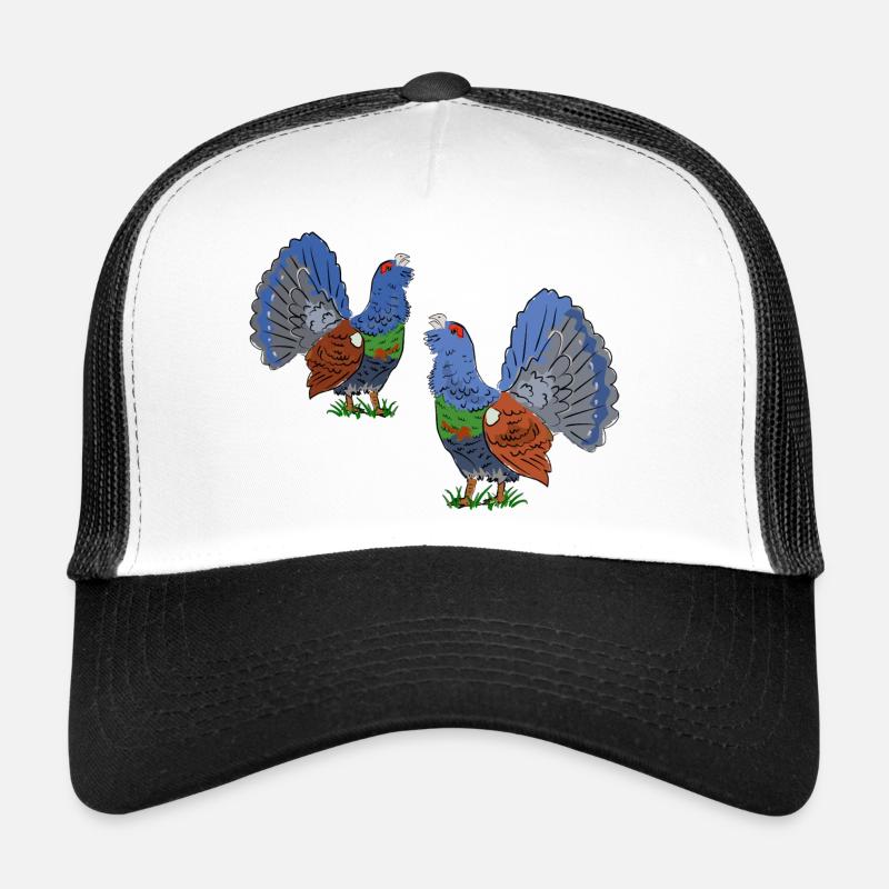 Faszinierende Auerhahn-Duo-Illustration - Trucker Cap - Weiß/Schwarz