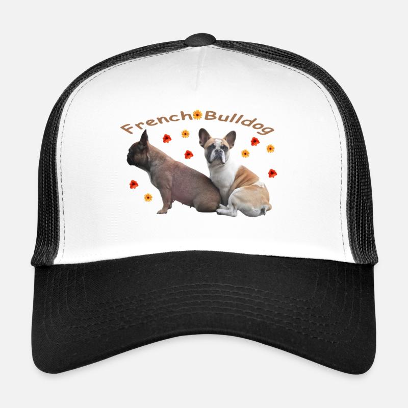 Français Fleurs de bouledogues - Casquette trucker  - blanc/noir