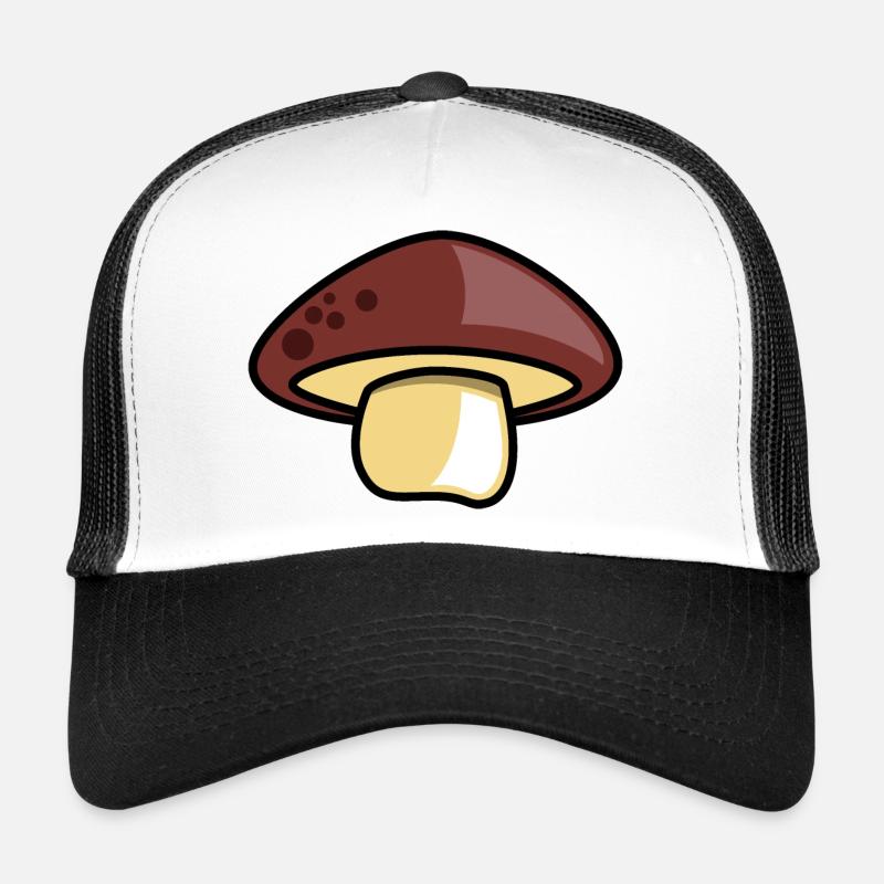 Symbole d’idée cadeau champignon champignon - Casquette trucker  - blanc/noir