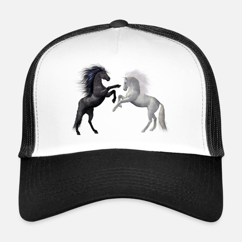 Chevaux dansants dans l’obscurité et la lumière Casquette trucker 