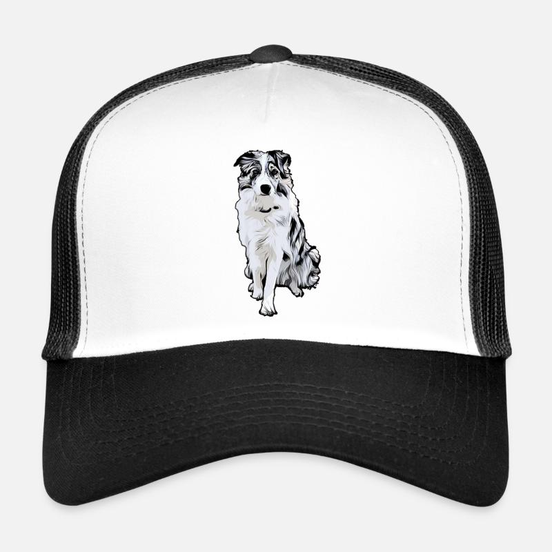 Border Collie Black Merle Comic Trucker Cap