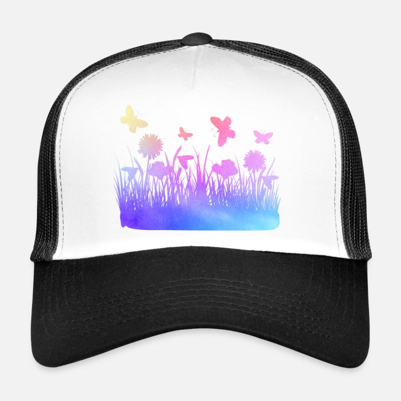 Prairie fleurs fleurs de jardin de couleurs d’eau Casquette trucker 