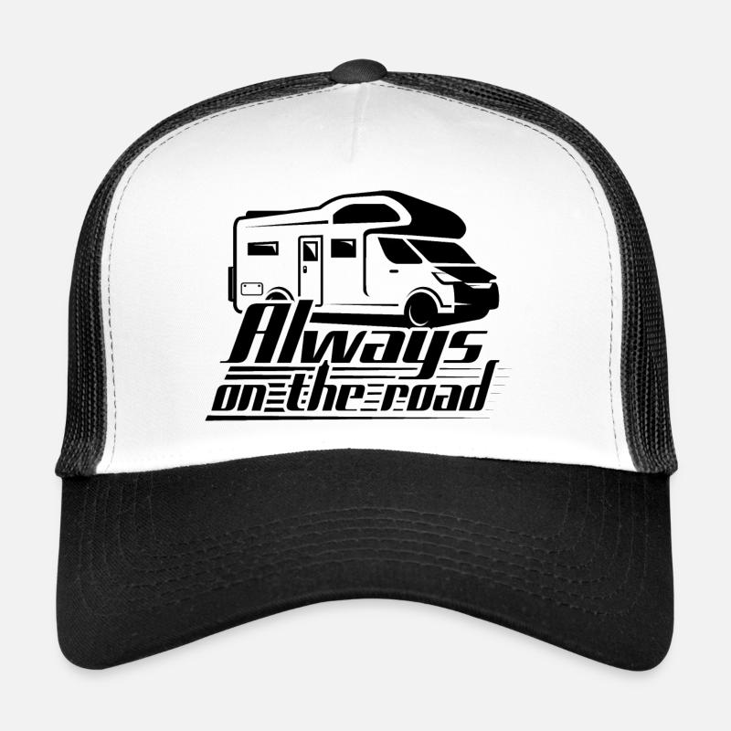 Always On The Road - Camper - Trucker Cap - Weiß/Schwarz