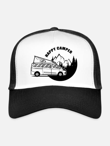 Happy Camper Nugget Van Camping-car - Casquette trucker  - blanc/noir - Devant