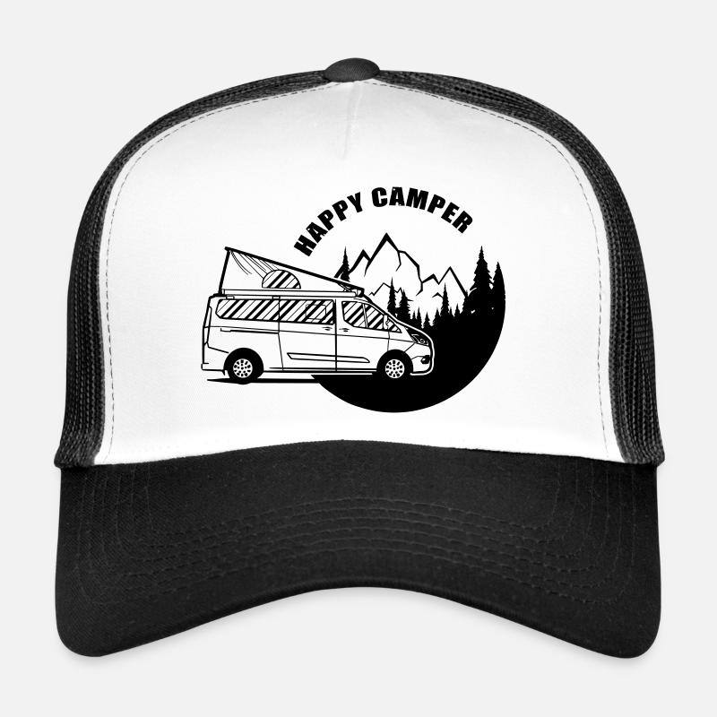 Happy Camper Nugget Van Wohnmobil - Trucker Cap - Weiß/Schwarz
