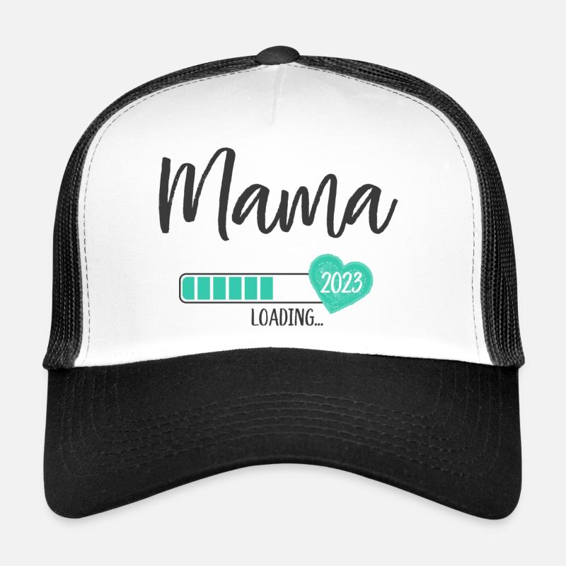 Mama Loading 2023 Herz Junge Werdende Mama - Trucker Cap - Weiß/Schwarz