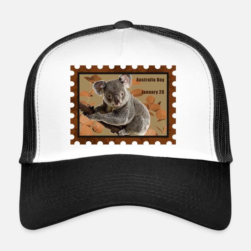 Koala Briefmarke - Trucker Cap - Weiß/Schwarz